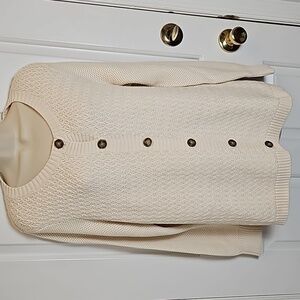 Ll Bean, Bailey Island Cardigan, cream, XL petite, NWT